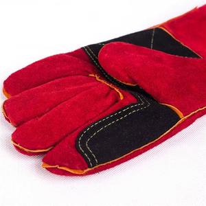 Guantes de soldadura de cuero rojo para soldadura industrial de cuero, guantes de soldadura de cuero de seguridad industrial anticalor - Product Image 4