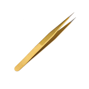 Pinzas de extensión de pestañas de precisión dorada con logotipo privado personalizado para pinzas de pestañas al por mayor - Product Image 3