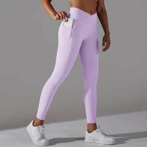 Groothandel op maat gemaakte logo's, hoogwaardige casual, effen, ademende 100% katoenen sport-leggings, naadloze yoga-leggings voor fitness en gym. - Product Image 2