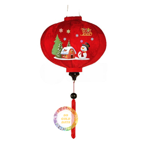 Linternas de satén vintage de Vietnam con patrones navideños, venta al por mayor para Navidad, Festival del Medio Otoño, decoraciones de Año Nuevo - Product Image 4