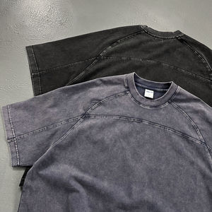 เสื้อยืดผ้าฝ้าย100% แอซิดสำหรับผู้ชายโอเวอร์ไซส์พิมพ์ลายโลโก้ด้านหน้าทรงหลวมระบายอากาศ - Product Image 2