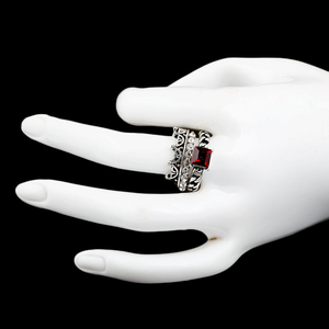Anillo de Mujer con Piedras Decorativas - Plata - Rojo - Product Image 2