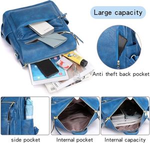 Best Quality Blue Women's <b>Backpack</b> Crossbody Purse Shoulder Strap Zipper Closure Large Travel Convertible Designer Shoulder - Product Image 6