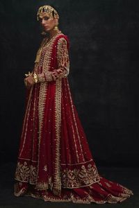 Indian Pakistani Bridal <b>Jacket</b> Lehenga <b>Dress</b> Heavy Dabka Stone Glass Bead Embroidery <b>Wedding</b> Wear - Product Image 2