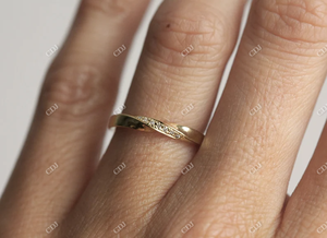 Prix de gros plaqué or jaune massif diamant naturel torsadé large bague de mariage Mobius pour les femmes faites à la main en Inde - Product Image 6