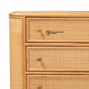 Handcrafted Modern Eco-Friendly Wooden Entry Cabinet Woven Rattan Drawers Natural Wood <b>Storage</b> <b>Chest</b> Living Room Cabinet Cane - Product Image 2