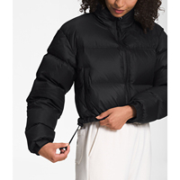 Diseña Tu Propio Logotipo, Chaqueta Corta Acolchada para Mujer con Cuello Alto y Cremallera, Transpirable, Bordada, de Secado Rápido, con Rayas y Perlas