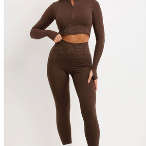 Customized Size Leggings Bra Sets for Woman Quick Dry <b>Yoga</b> Wear With <b>Jacket</b> Style Customized 3 Piece <b>Yoga</b> Set - Product Image 2