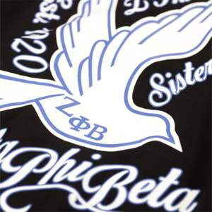 Chaqueta polar ZPB-Negro y azul real | 60% algodón 40% poliéster | Chaqueta Zeta Phi Beta con logotipo bordado en la parte delantera y estampado - Product Image 5