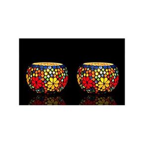 Nouveau 2023 Design Bougeoir Suspendu Photophore Style Verre Mosaïque Multicolore Verre Bronze Unique Photophore - Product Image 6