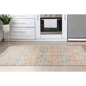 Antique Style Printed <b>Rug</b>, Gift For Him, Bedroom Moroccan Design Orange Personalized Accent,<b>Chenille</b> <b>Rug</b> - Product Image 2