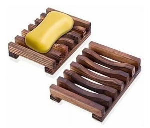 Jabonera de madera hecha a mano de alta calidad con ranuras de drenaje de agua y aspecto moderno para una decoración de baño elegante - Product Image 3