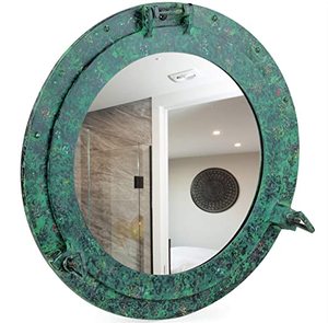 Golden Plated Premium Quality Modern Nautical Brass <b>Porthole</b> <b>Mirror</b> Luxury Wall <b>Mirror</b> Brass <b>Porthole</b> <b>Mirror</b> With Green - Product Image 2