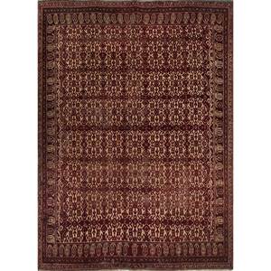 Alfombra Kiaan Grande de Lana Anudada a Mano, Diseño Geométrico Abstracto Rojo Naranja, Rectangular, para Entrada, Pasillo, 9x12 - Product Image 1