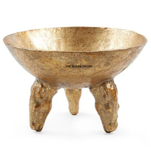 Centro de Mesa Decorativo para el Hogar, Tazón Creativo de Metal con Acabado Dorado y Detalles Florales, Perfecto para Servir Aperitivos - Product Image 6