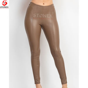 2025 femmes pantalons en cuir en gros taille haute étiré pantalon à jambes larges pantalon en cuir végétalien - Product Image 6