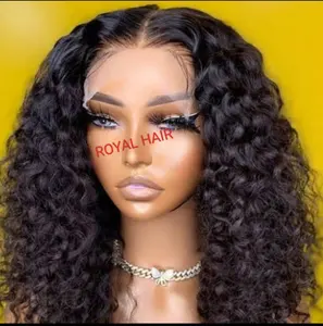 100% cabelo humano real para meninas, penteado curto, perucas afro encaracolado, renda suíça, fabricante indiano de perucas de cabelo humano