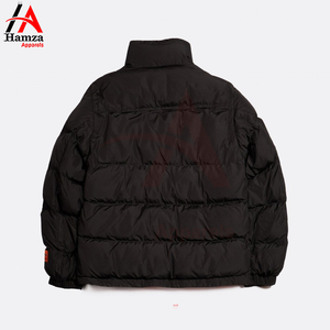 Chaqueta acolchada negra para hombre, abrigo de invierno cálido con cuello alto y cierre de cremallera completa, ropa de abrigo ligera a prueba de viento con diseño elegante - Product Image 5