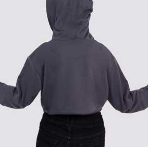 Sweat à capuche court à fermeture éclair personnalisé pour femmes, col roulé, manches tombantes, séchage rapide, écologique, service OEM - Product Image 3