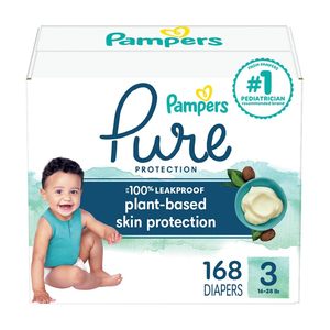Pampers Pure Protection Couches jetables pour bébé de qualité supérieure hypoallergéniques Taille 3 Fourniture d'un mois (168 pièces) en coton - Product Image 5