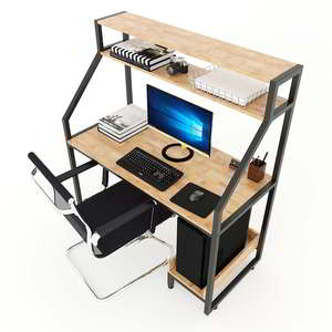 Integrated CPU Shelf and Bookshelf Computer <b>Desk</b> <b>Simple</b> Design PC <b>Desk</b> with Folding Feature and Drawer for Hotel Use COD68040 - Product Image 3