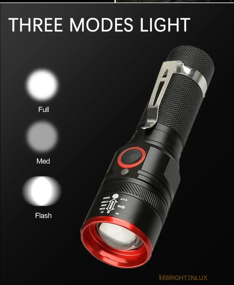 Zoomable túi nhỏ LED Đèn pin mạnh mẽ Torch ánh sáng siêu sáng chiến thuật sạc LED kim loại LED EDC Mini Đèn Pin