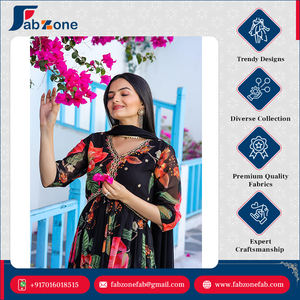 ชุดเดรสสีดำแขนยาวผ้าจอร์เจียพร้อมงานเย็บปักถักร้อยสีดำดีไซน์หรูหรา - Product Image 3