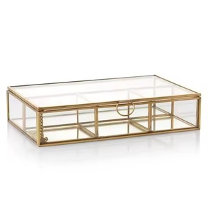 Caja de Anillos de Vidrio Decorativa Dorada de Estilo Tradicional de Alta Calidad, Nuevo Diseño, para Comedor, Joyero - Product Image 4