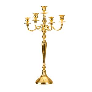 Candelabre en métal vintage de luxe à 5 bras, plaqué or fait à la main, pour la décoration de la maison et des mariages, centre de table - Product Image 2