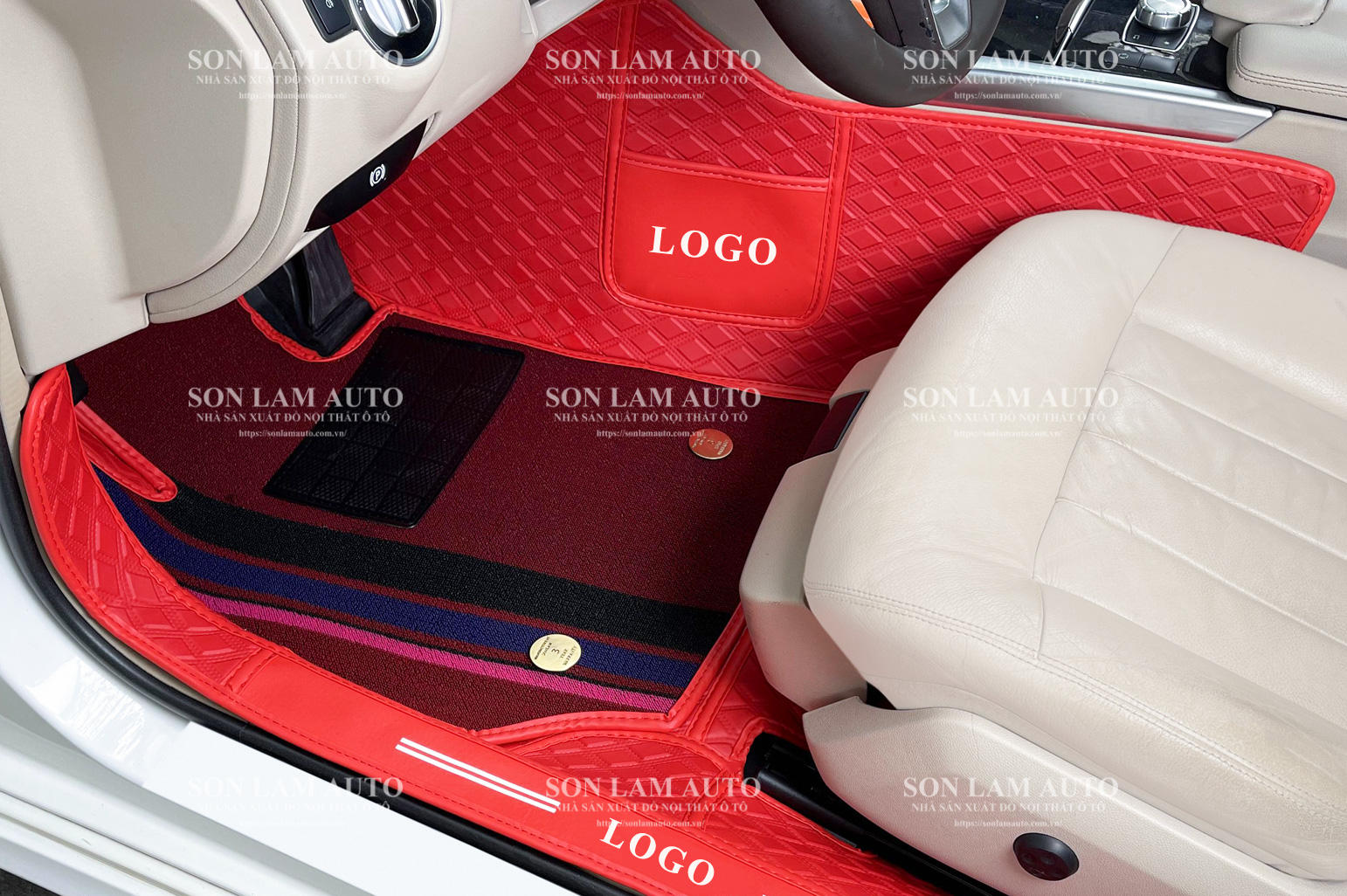 Nappa สีแดงแบบไม่มีด้ายและชั้นสีแดงกันเปื้อน