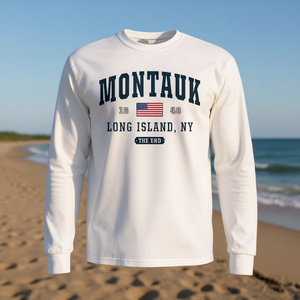 Camiseta de manga larga con bandera de Montauk Long Island, Nueva York, Estados Unidos, The End - Product Image 3