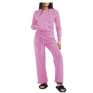 Survêtement en velours 100% coton pour femmes, logo personnalisé imprimé, respirant, séchage rapide, ensemble jogging décontracté deux pièces - Product Image 5