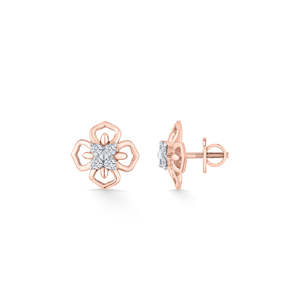 Pendientes de Diamantes con Forma de Pétalo en Oro Rosa para Mujer - Product Image 5
