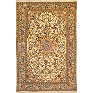 Tapis Kashan élégants noués à la main, style vintage, design artisanal de qualité supérieure, tapis en pur coton et laine pour la maison et le bureau - Product Image 1
