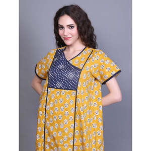 Peignoir pour femme 100% Coton Tissé à Manches Courtes, Imprimé, avec Poche Latérale, Fermeture à Taille Élastique, Doux, Durable, Vêtement d'Intérieur - Product Image 1