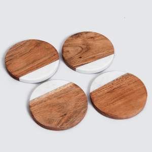 Posavasos de madera para bebidas, nuevos posavasos personalizados con incrustaciones de madera de mango y resina de mármol, alfombrillas y almohadillas para su hogar u oficina - Product Image 3