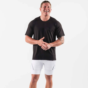 Haute qualité respirant mèche course entraînement Sport Fitness couleur unie Gym t-shirts hommes élégant - Product Image 1