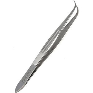 Pinzas para Cirugía Oftalmológica REHMAT NOOR INDUSTRY RN-TTF-001 Iris Eye de 4.5 Pulgadas, Puntas Dentadas Semi Curvadas, Hechas de Acero Inoxidable de Primera Calidad - Product Image 1