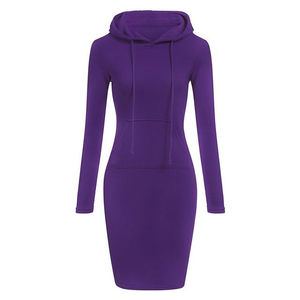 New Plain Pockets Pullover Casual <b>Hoodies</b> <b>Women</b> Long Sleeve <b>Hoodies</b> <b>Dress</b> - Product Image 4