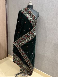 Châle en velours brodé Winters pour mariage, festival, femmes adultes, vêtements d'hiver, châle chaud, shaneel Doli Baaraat, produit Inde - Product Image 5