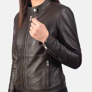 Vêtements de sport UNIQUE Veste en simili cuir pour femme Imperméable Écologique Réversible Matelassée Respirante Coupe-vent Manches longues Fermeture éclair - Product Image 5