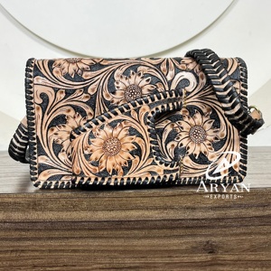 New Hand <b>Tooled</b> <b>Leather</b> Crossbody Bag for Woman's Customized Vintage Bag with Strap & Hand Slot Genuine <b>Leather</b> Ladies Handbag - Product Image 1