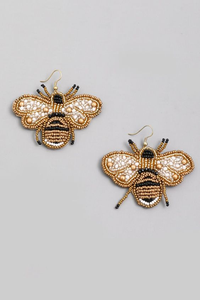 Pendientes de gota de declaración con temática de abeja intrincada hecha a mano de calidad superior bordado semilla cuenta abeja exquisita semilla con cuentas Exh - Product Image 3