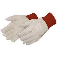 Gant pour homme en toile à double paume en coton de 20 oz avec motif de clute de poignet en tricot rouge Gant de résistance à la chaleur du pouce droit