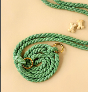 Grey - Rope Dog Lead / <b>Leash</b> / Rose Gold Clip / 152cm Long / Braided Fibre / Cotton - Product Image 3