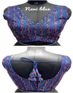 Blusa moderna con cuello en V para bodas Diseño tejido de moda con lentejuelas multicolores coloridas y decoración bordada - Product Image 1