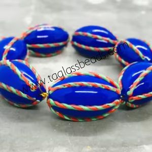 Vente en gros de haute qualité mélange en vrac série bleue grand trou perles verre de Murano grand trou perles bracelet indien breloques - Product Image 1