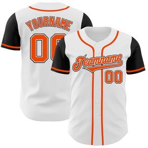 Camiseta de béisbol de dos tonos auténtica superventas personalizada blanco naranja-negro ropa de equipo personalizada de talla grande transpirable estilo de conjunto - Product Image 1