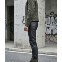 Pantalon de jogging streetwear en molleton de coton mat pour homme, coupe slim inspirée du motocross, avec empiècements côtelés, style motard personnalisé