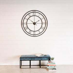 Horloge murale en métal à cadre rond à double anneau en laiton AK en noir fini au prix de gros pour la décoration intérieure murale - Product Image 3